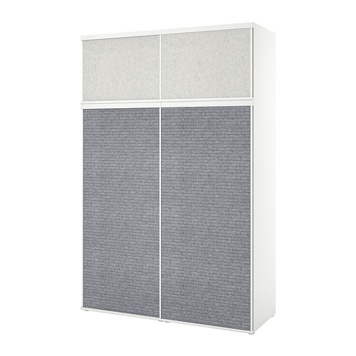 PLATSA wardrobe with 4 sliding doors, white Larkollen/double sided