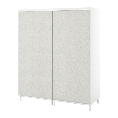 PLATSA 雙趟門衣櫃, 160x57x191 cm, Larkollen白色/雙面 米色/深灰