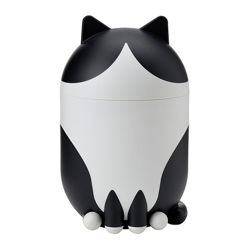 GREJSIMOJS - 連蓋貯物盒, 貓型 黑色/白色 | IKEA 香港及澳門 - PE991236_S4