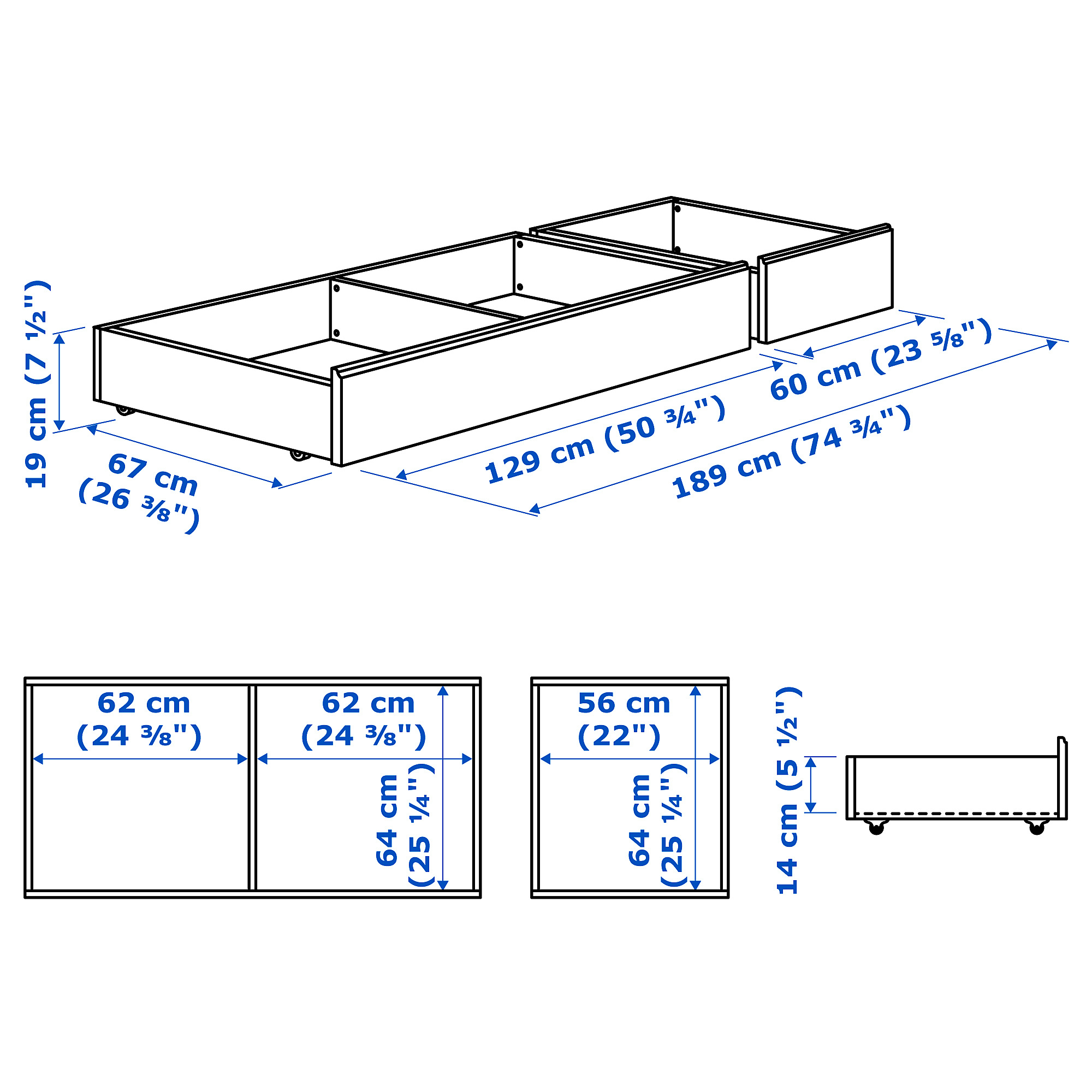 Songesand 單人 雙人床底貯物箱 2件套裝 Ikea 香港及澳門