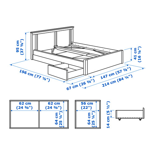 SONGESAND bed frame with 2 storage boxes