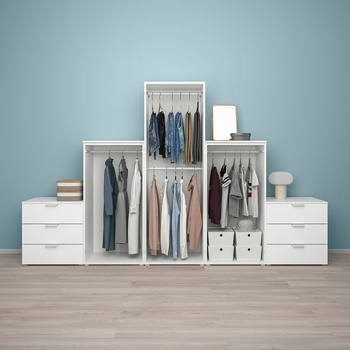 PLATSA wardrobe with 3 doors+6 drawers