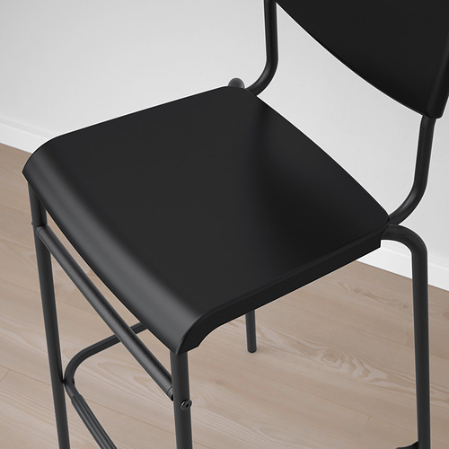 STIG - 高腳凳連靠背, 黑色/黑色, 74 厘米| IKEA 香港及澳門