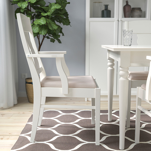 INGATORP chair with armrests white Nordvalla beige IKEA Hong