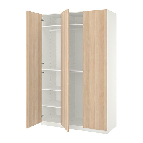 PAX/FORSAND wardrobe combination, white/white stained oak effect