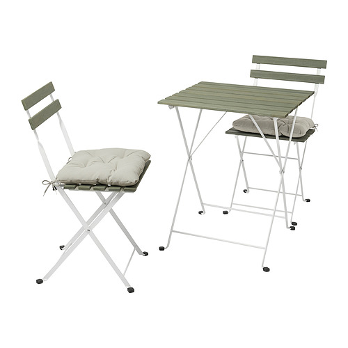 TÄRNÖ table+2 chairs, white/green outdoor