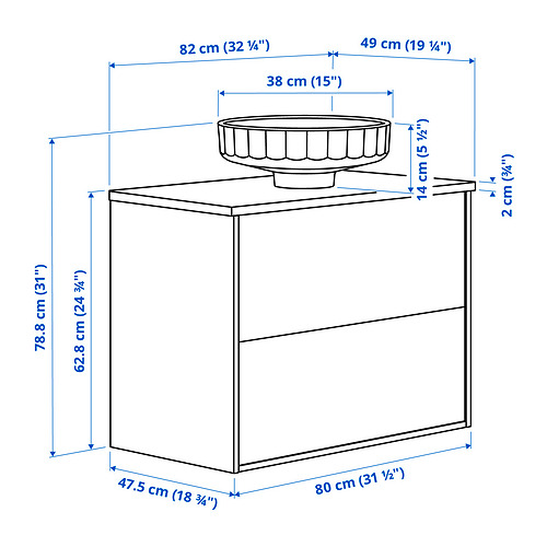 LERSJÖN/ÄNGSJÖN wash-stnd w drawers/wash-basin