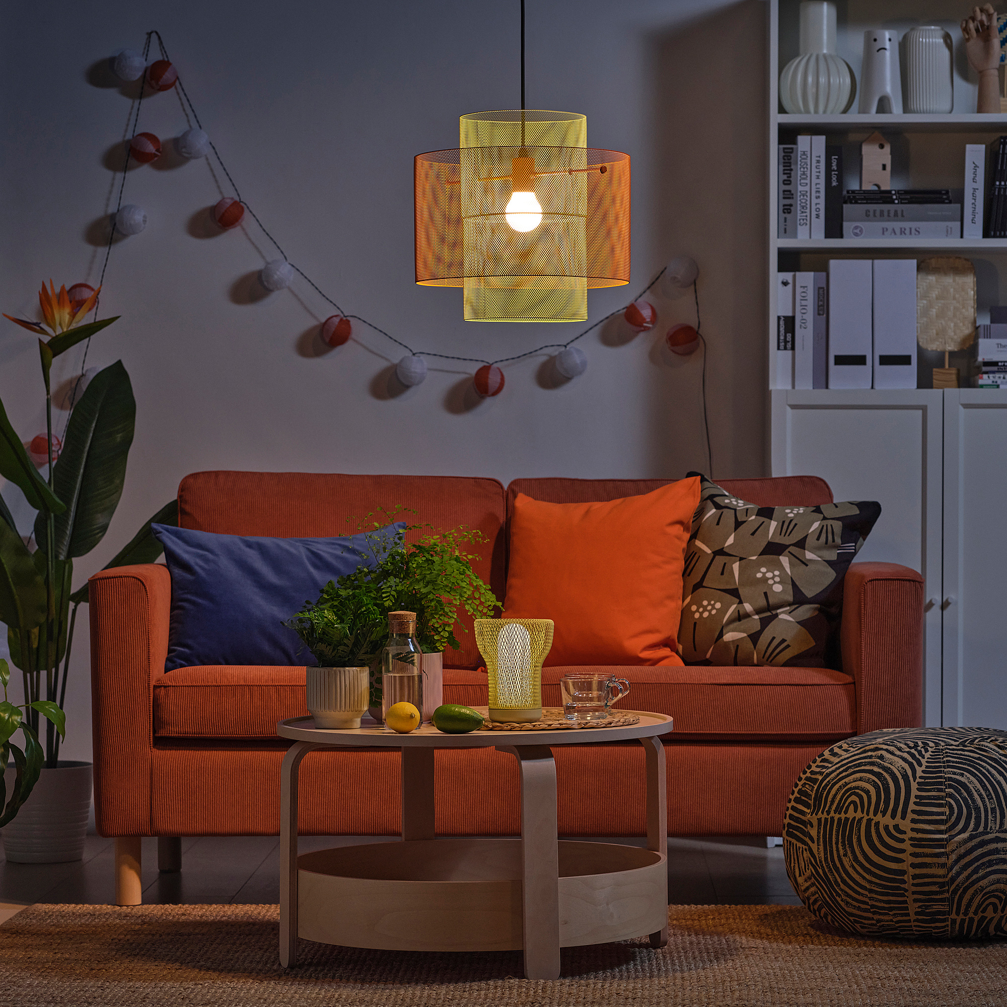 SOLVINDEN - ceiling lamp, mesh orange/light green | IKEA Hong Kong