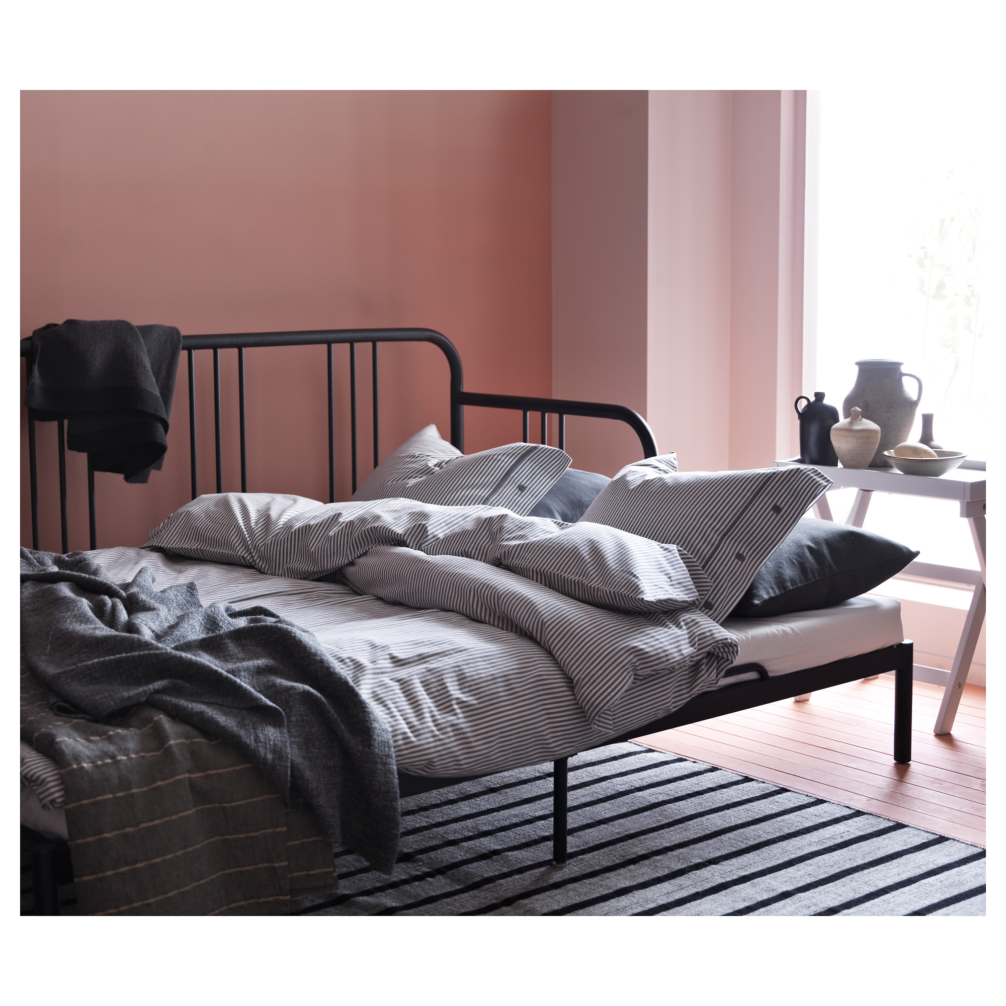 FYRESDAL daybed with 2 mattresses, black/Ågotnes firm IKEA Hong