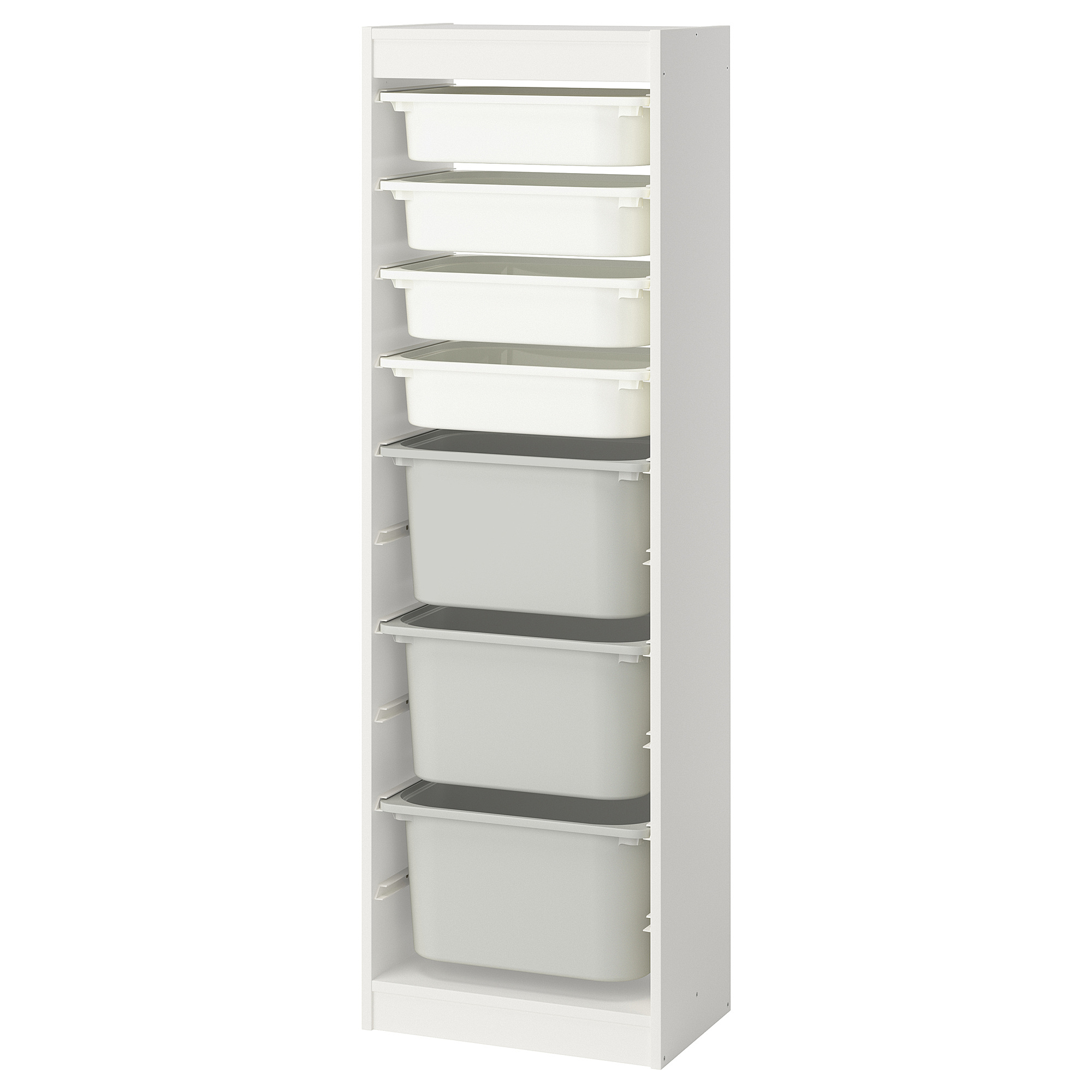 TROFAST - storage combination with boxes, white white/grey