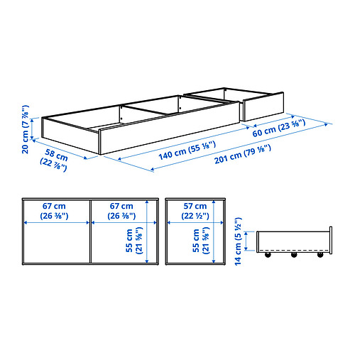 VIHALS bed storage box, set of 2