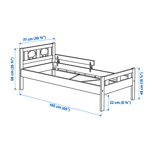 KRITTER bed frame with slatted bed base
