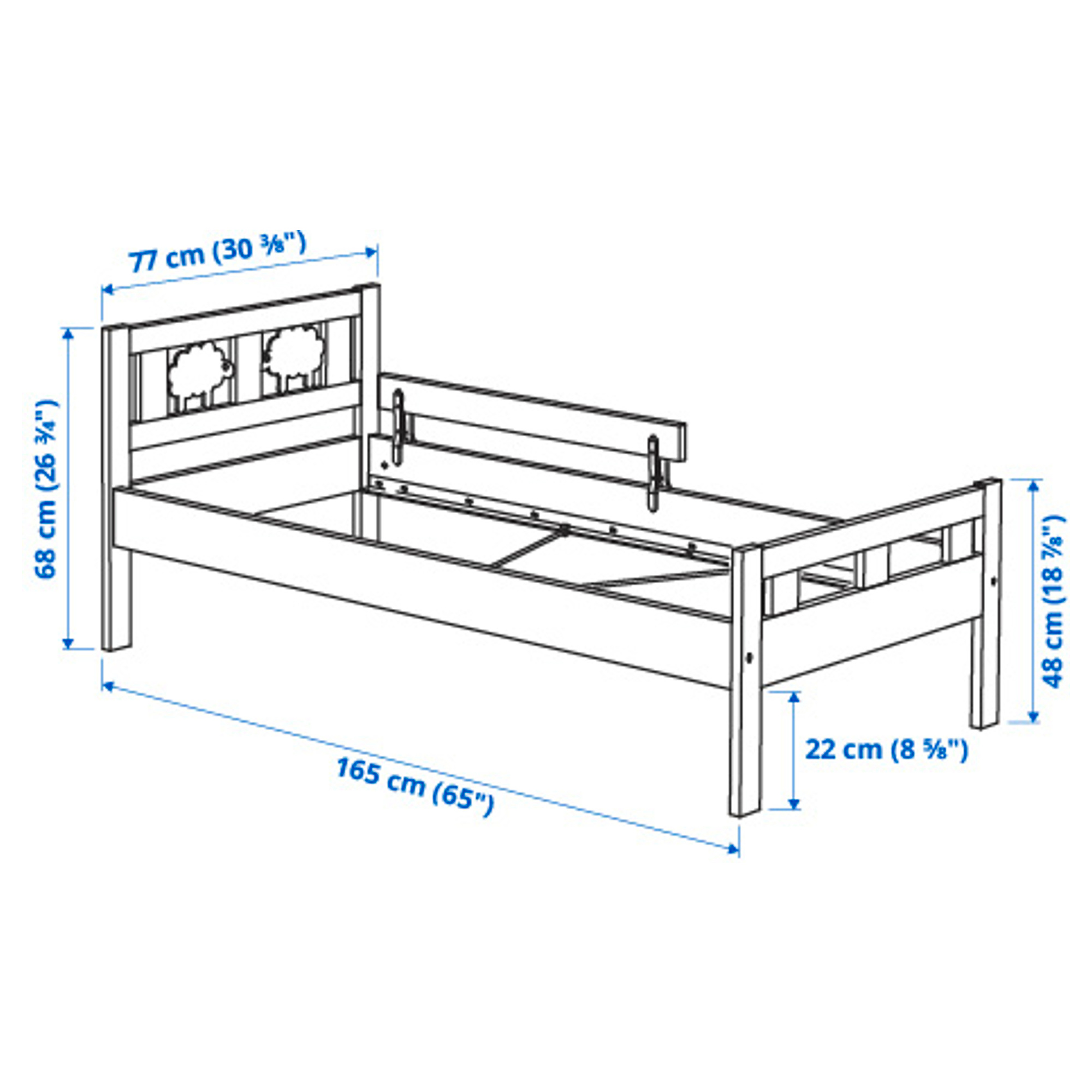 KRITTER bed frame with slatted bed base