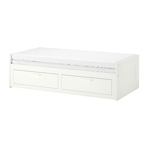 BRIMNES day-bed frame with 2 drawers, white