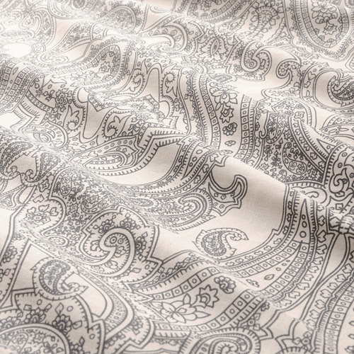 JÄTTEVALLMO duvet cover and pillowcase, beige/dark grey, 150x200/50x80 cm