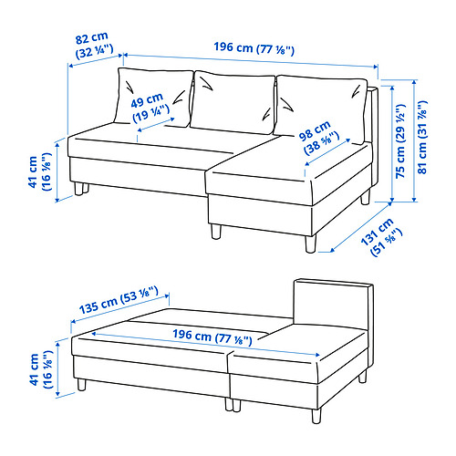 ÄLVDALEN 3-seat sofa-bed with chaise longue