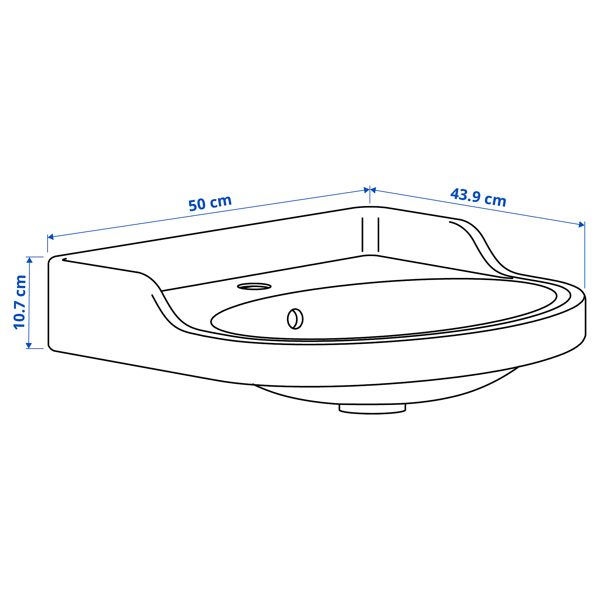 RUTSJÖN semi-recessed wash-basin w watr trp
