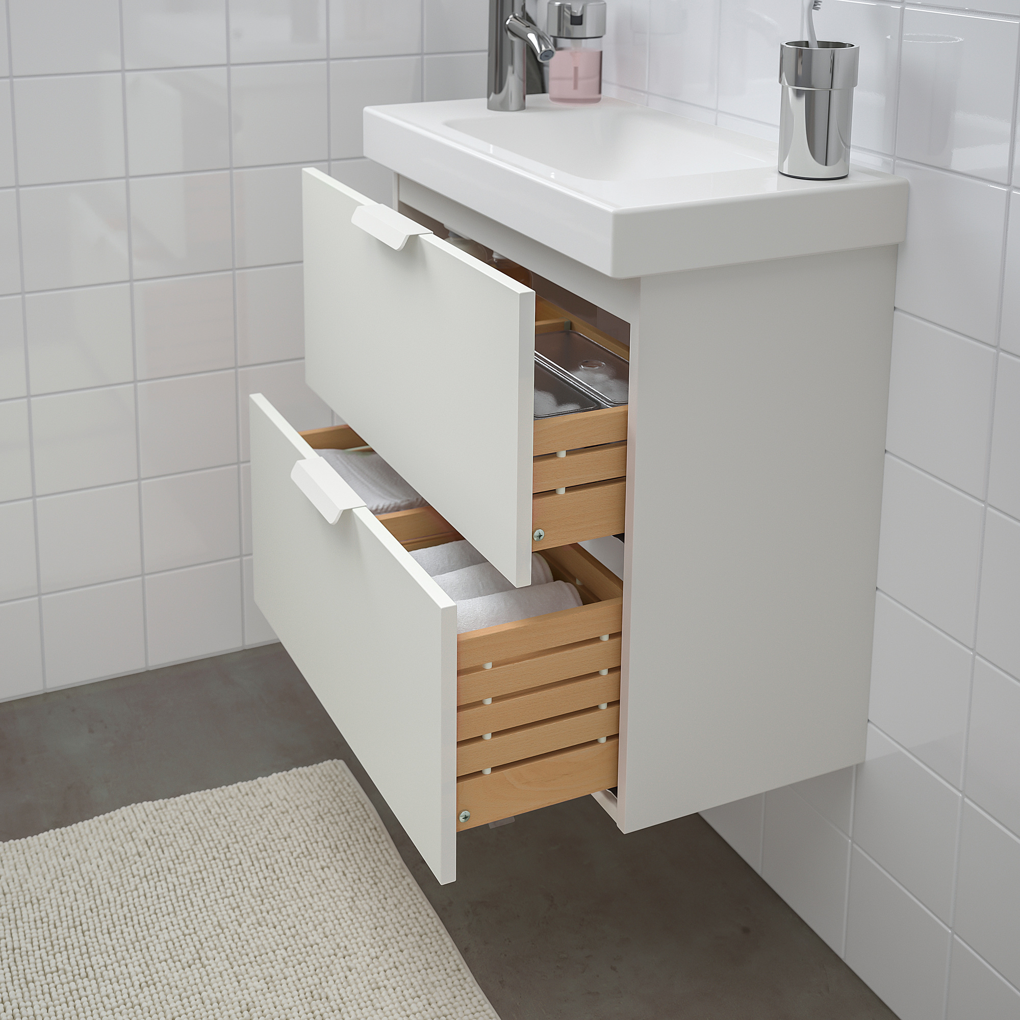 bathroom furniture, set of 4, white/Dalskär tap