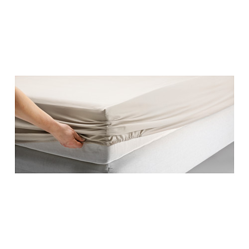 DVALA fitted sheet, beige, small double