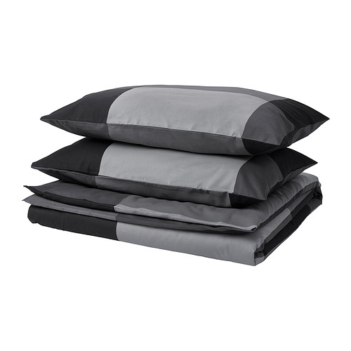 BRUNKRISSLA - duvet cover and 2 pillowcases, black, 200x200/50x80 cm | IKEA Hong Kong and Macau - E1024483_S4