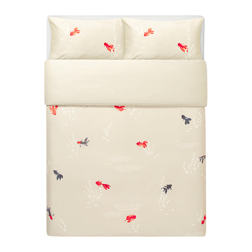 FÖSSTA - 被套連2個枕袋, 金魚/米黃色, 200x200/50x80 厘米 | IKEA 香港及澳門 - PE992499_S4