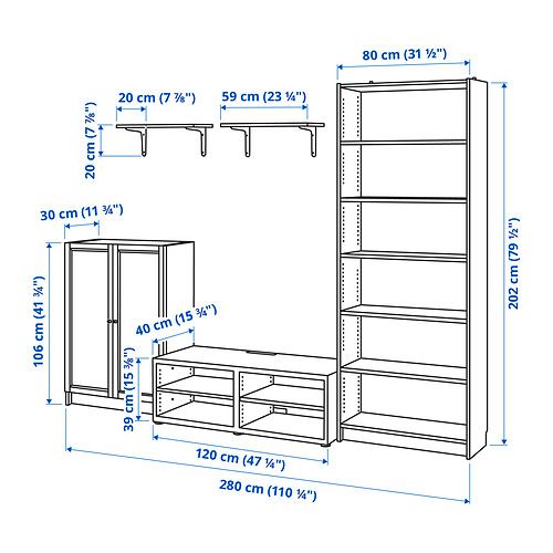 BILLY TV storage combination