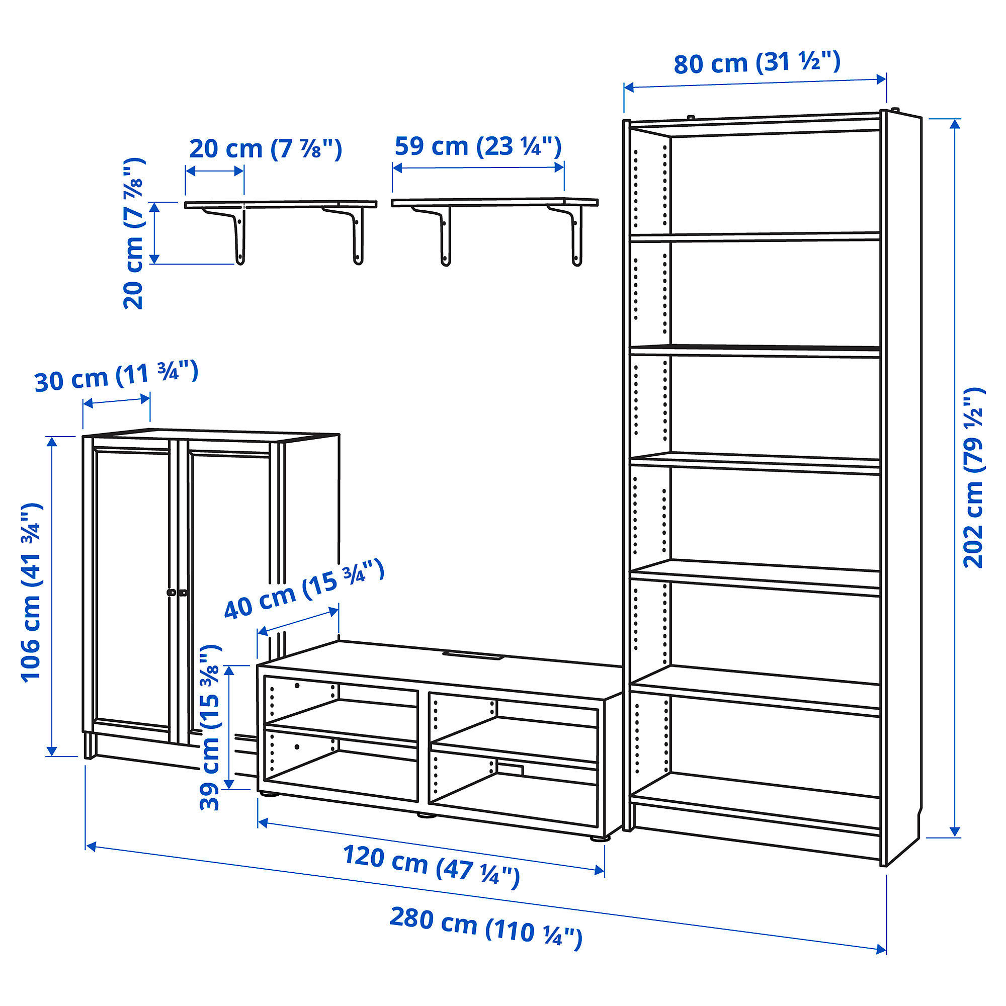 BILLY TV storage combination