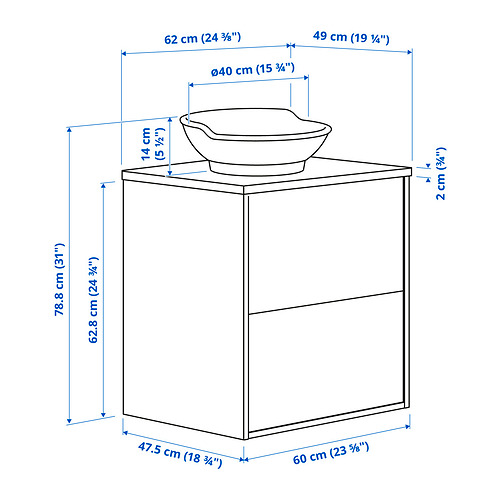 TÄNNFORSEN/VÄSTERSJÖN wash-stnd w drawers/wash-basin