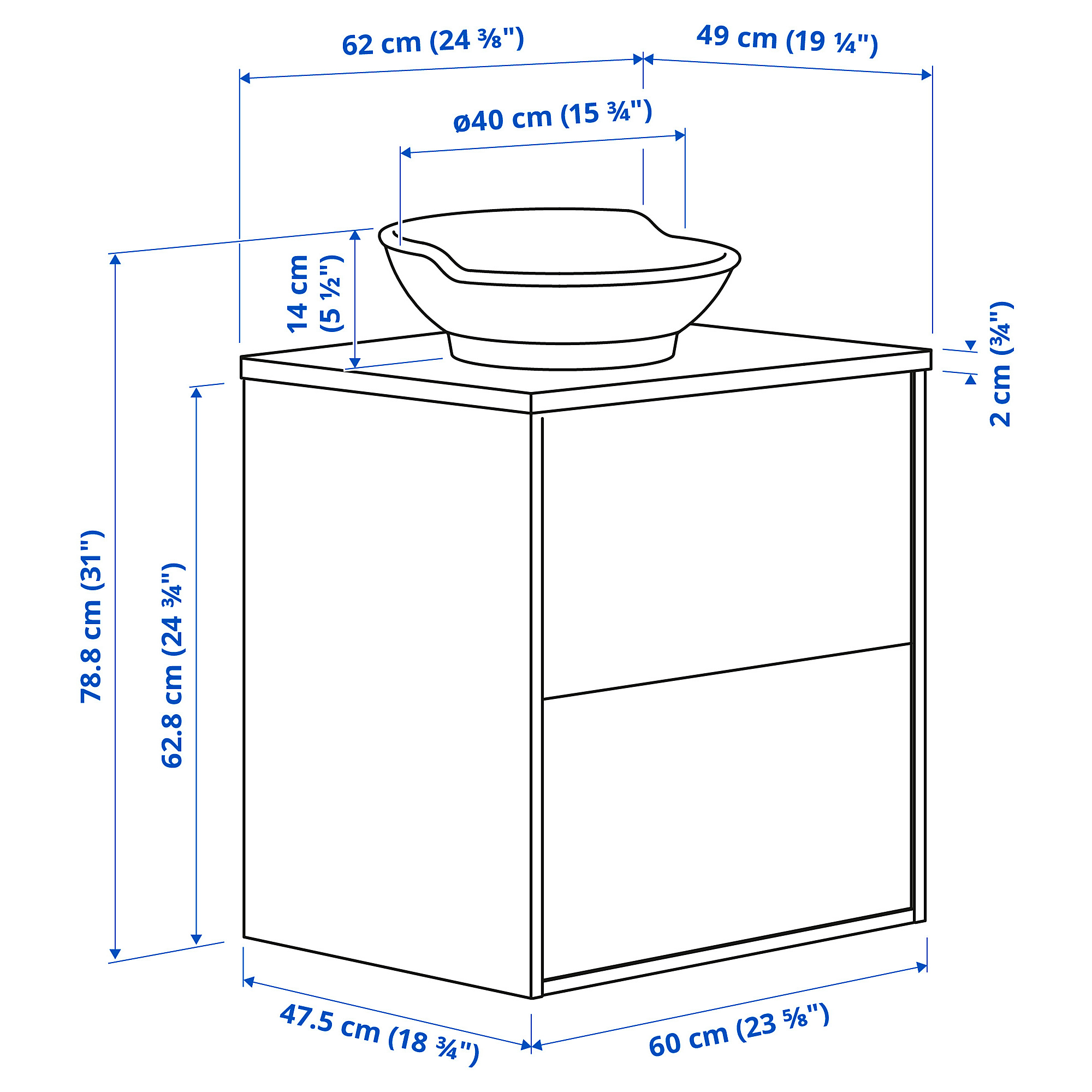 TÄNNFORSEN/VÄSTERSJÖN wash-stnd w drawers/wash-basin