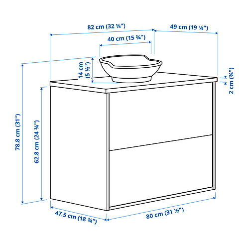 TÄNNFORSEN/VÄSTERSJÖN wash-stnd w drawers/wash-basin