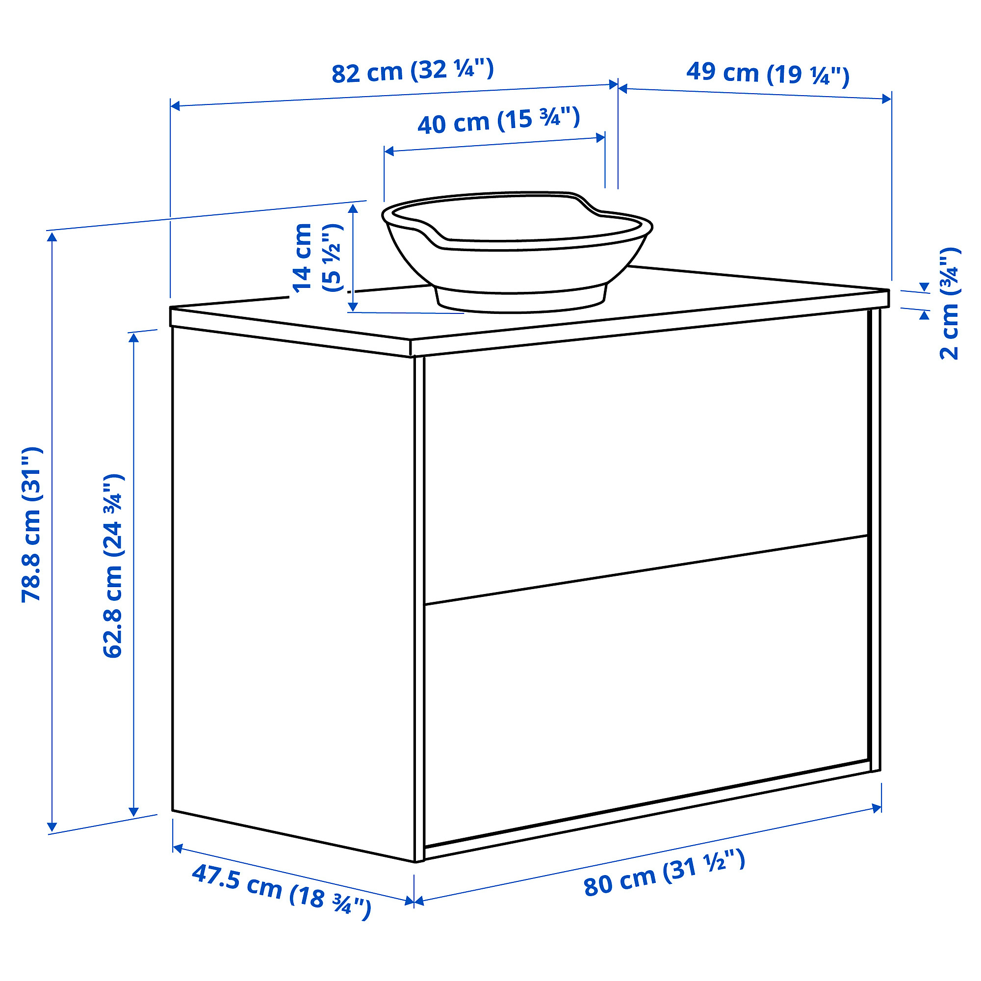 TÄNNFORSEN/VÄSTERSJÖN wash-stnd w drawers/wash-basin