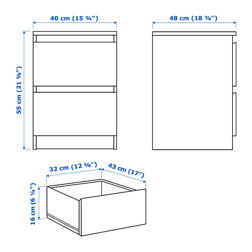 MALM bedroom furniture, set of 2