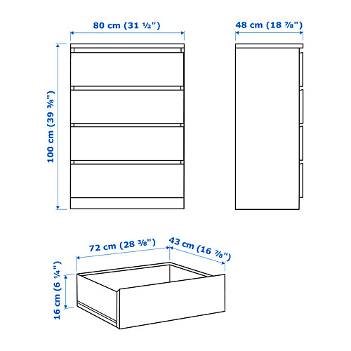 MALM chest of 4 drawers