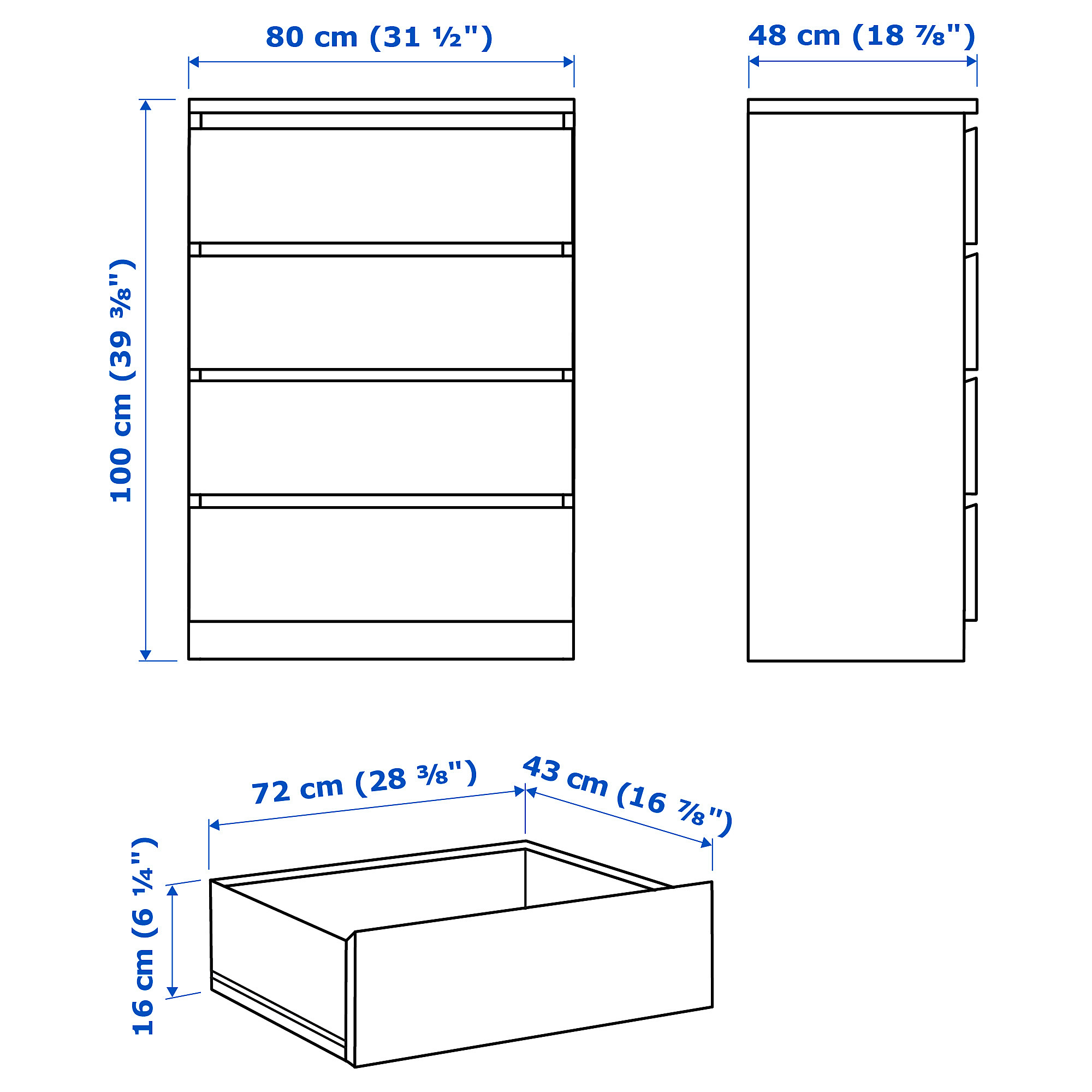 MALM chest of 4 drawers