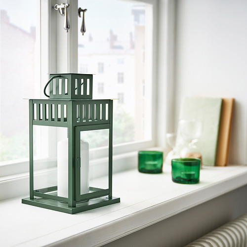 BORRBY lantern for pillar candle, in/out