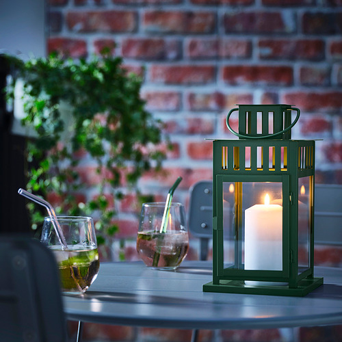 BORRBY lantern for pillar candle, in/out