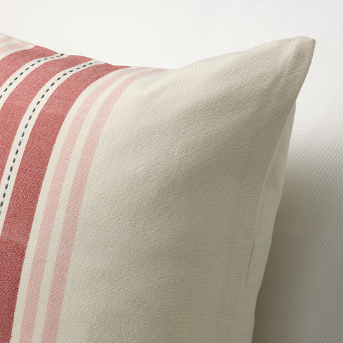 VEDMAL cushion cover, 50x50 cm, handmade/stripe light red-pink