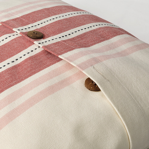 VEDMAL cushion cover, 50x50 cm, handmade/stripe light red-pink