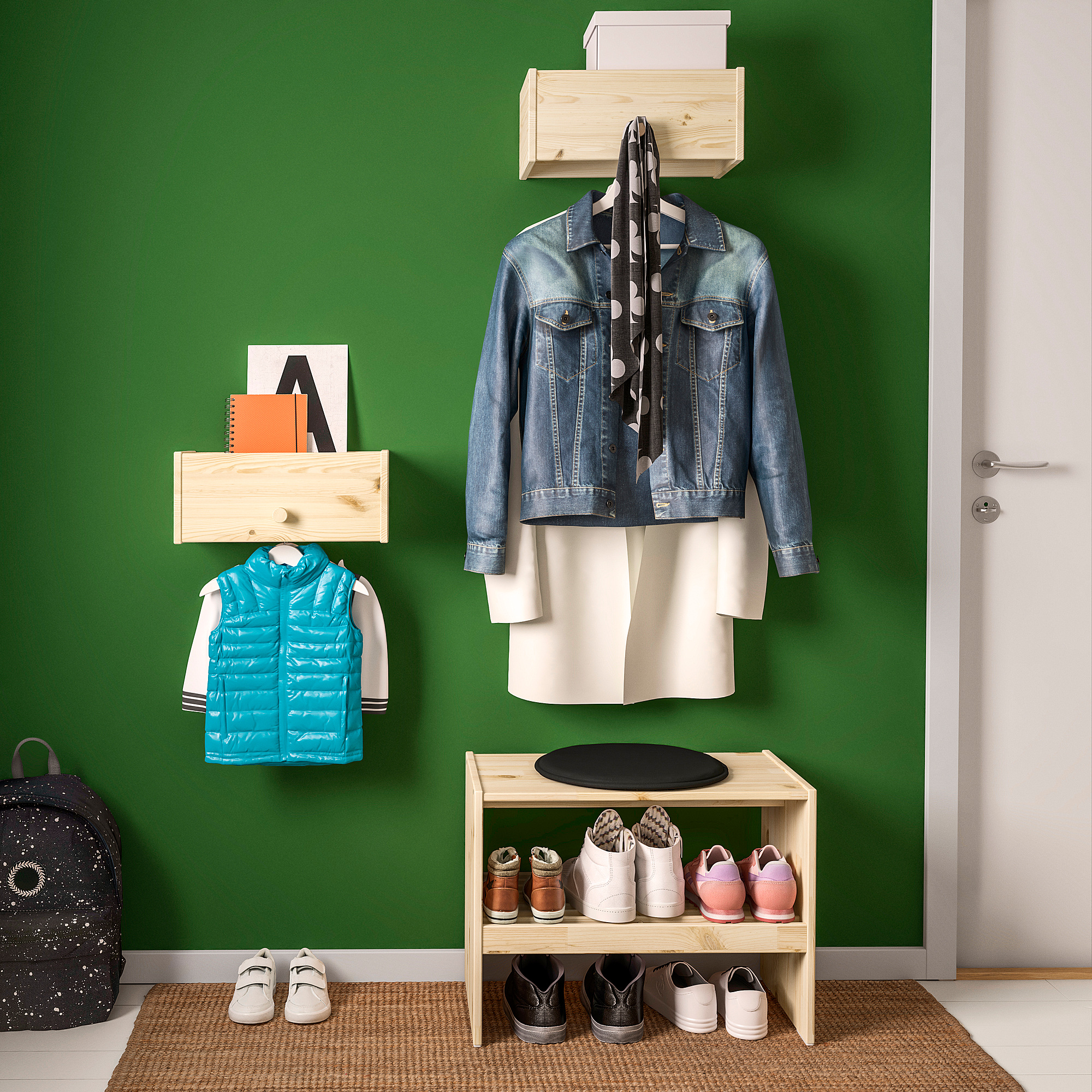 RAGGBERG bench with shoe storage