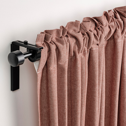 LENDA curtains with tiebacks, 1 pair, brownred, 140x250 cm IKEA