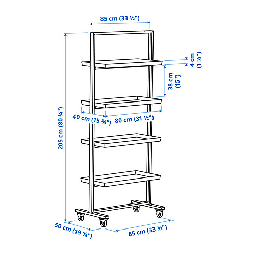 MITTZON frame with castors/display shelf