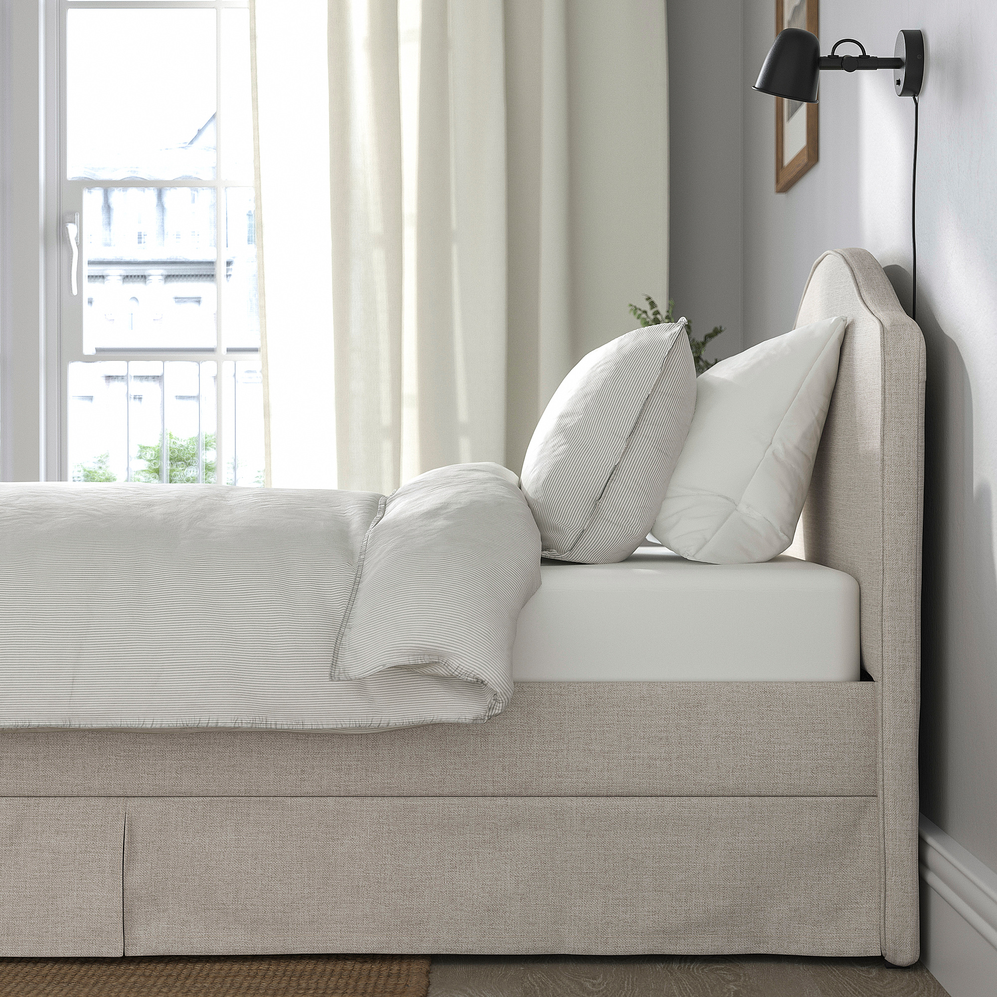 RAMNEFJÄLL upholstered bed frame
