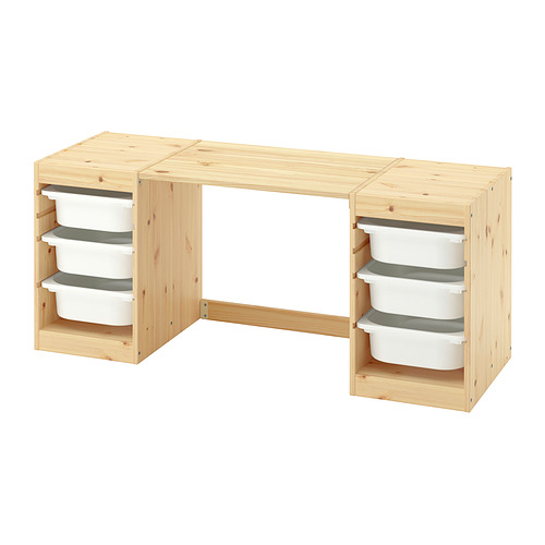TROFAST desk with storage boxes