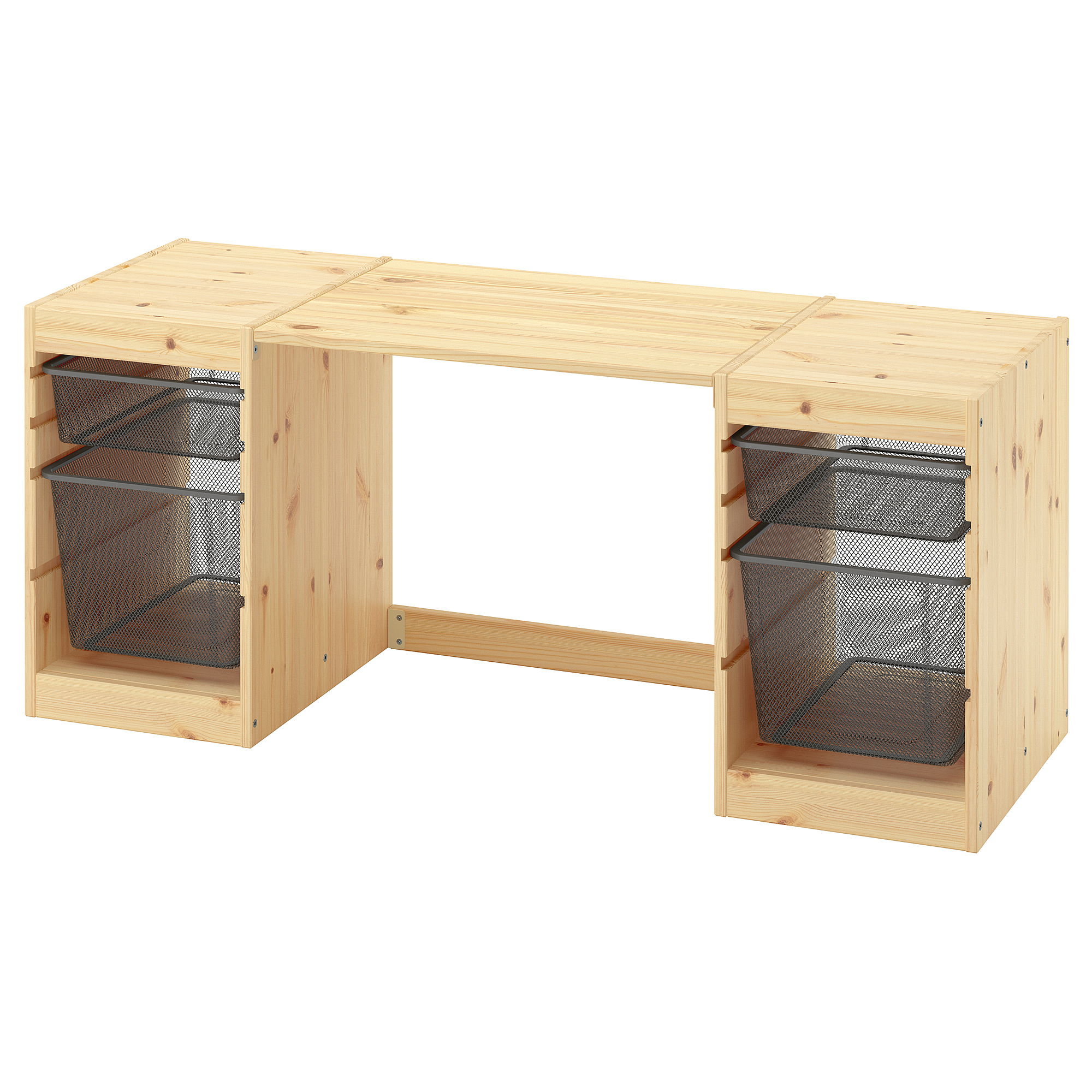 TROFAST desk with mesh storage boxes
