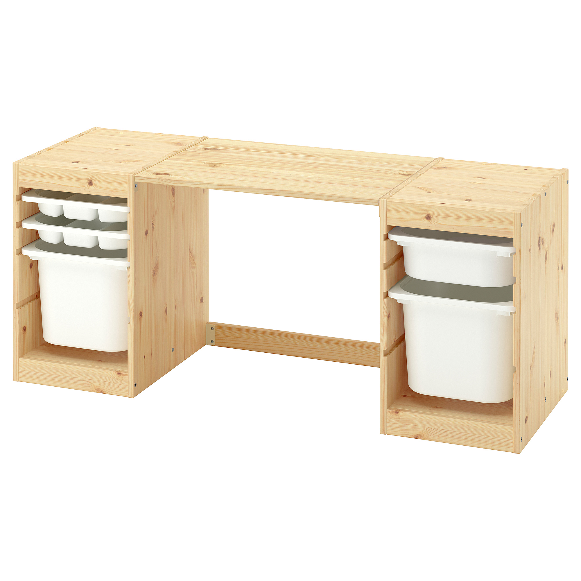 TROFAST desk with storage boxes/trays