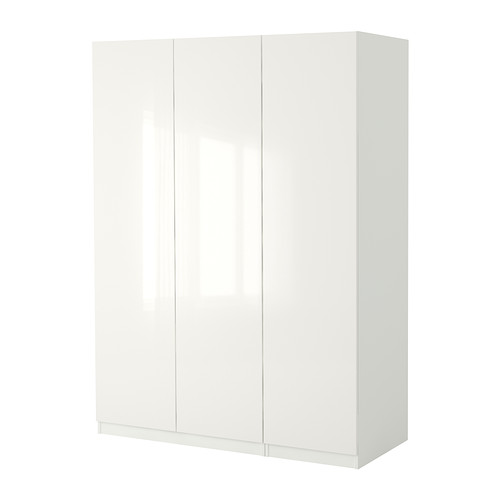 FARDAL/PAX wardrobe, white/Fardal high-gloss/white, 150x60x236 cm