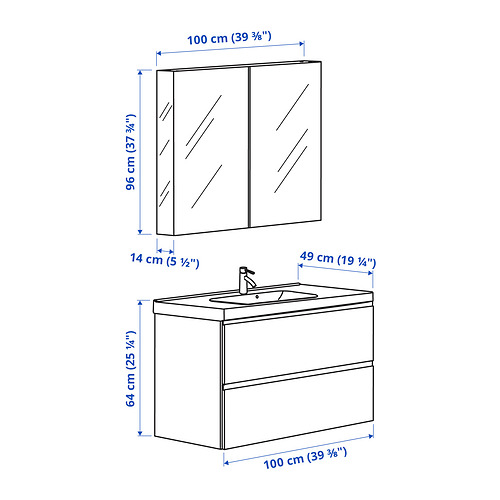 ODENSVIK/GODMORGON bathroom furniture, set of 4