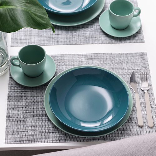 FÄRGKLAR - deep plate, glossy dark turquoise, 23 cm | IKEA Hong 