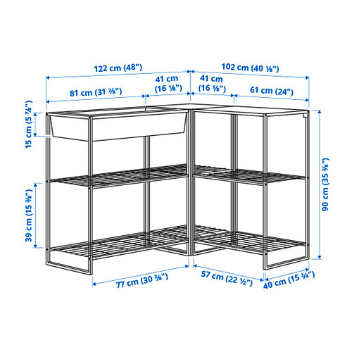 JOSTEIN shelving unit with container