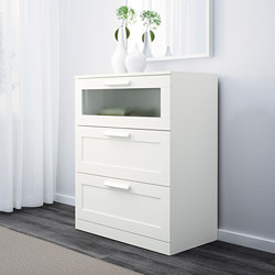 BRIMNES - chest of 3 drawers, black/frosted glass | IKEA Hong Kong and Macau - PE631464_S3